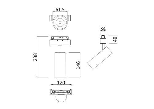 Трековый светильник Technical TR019-2-15W4K-MG