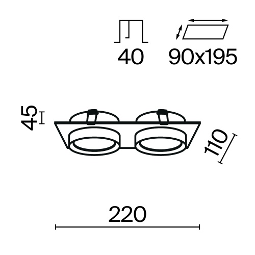 Встраиваемый светильник Technical DL086-02-GX53-SQ-W