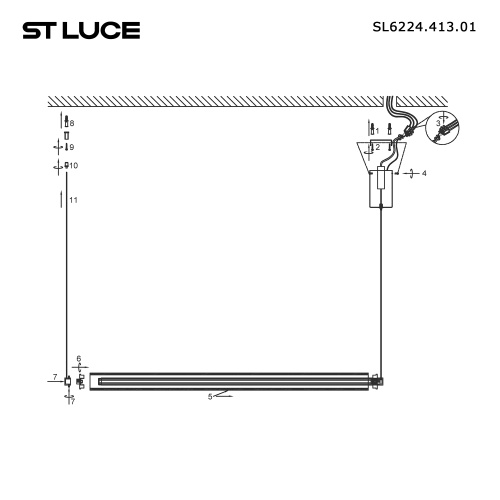 SL6224.413.01 Светильник подвесной ST-Luce Черный/Прозрачный LED 1*30W 4000K BAMBOO