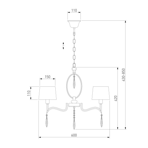 Подвесной светильник Eurosvet 10127/5 хром/прозрачный хрусталь Strotskis