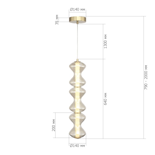 SL6136.213.01 Светильник подвесной ST-Luce золото/коньячный LED 1*18W 3000K SPINE