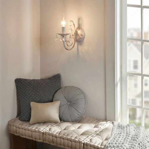 Настенный светильник Eurosvet 3305/1 белый с золотом/прозрачный хрусталь Strotskis