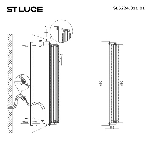 SL6224.311.01 Светильник настенный ST-Luce Латунь/Прозрачный LED 1*20W 4000K BAMBOO