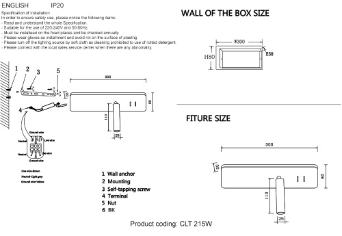 Бра Crystal Lux CLT 215W  BL