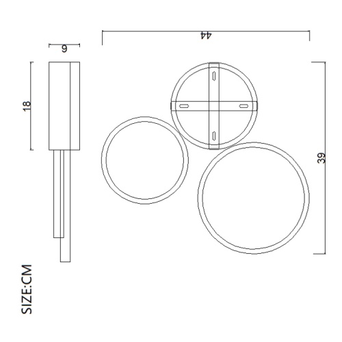 Потолочная Люстра В Виде Колец Twine 3 Rings Black от Imperiumloft 204610-26