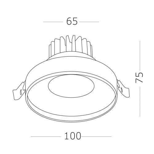 ST751.438.10 Св-к встр. Черный LED 1*10W 3000K 750Lm Ra>90 38° IP20 D100xH75 170-240V Встраиваемые светильники