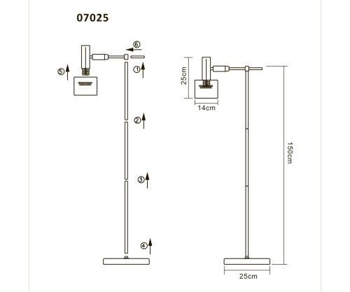 Торшер Kink Light Орфей черный/бронза E27 07025