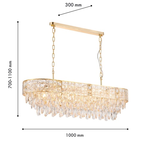 Подвесная люстра Favourite 4720-10P, подвесная люстра, L1000xW300xH700/1100, 10xE14x40W, excluded