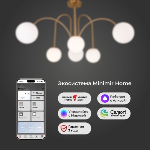 Потолочный светильник Eurosvet 30177/6 латунь Smart