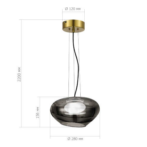 SL6019.303.01 Светильник подвесной ST-Luce Латунь/Дымчатый, Белый LED 1*10W 3000K FORAY