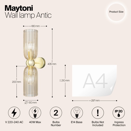 Настенный светильник (бра) Maytoni MOD302WL-02CG