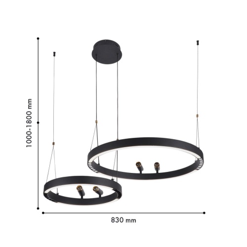 Подвесная люстра F-Promo 4474-2P, подвесная люстра, D830xH1000/1800, LEDx53W + LEDx33W + 4xLEDx3W, 2075LM, 3000-6500K, included, remote control