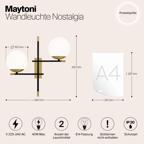 Настенный светильник (бра) Maytoni MOD050WL-02G