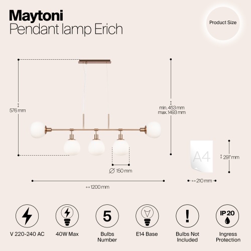 Подвесной светильник Maytoni MOD221-PL-05-G