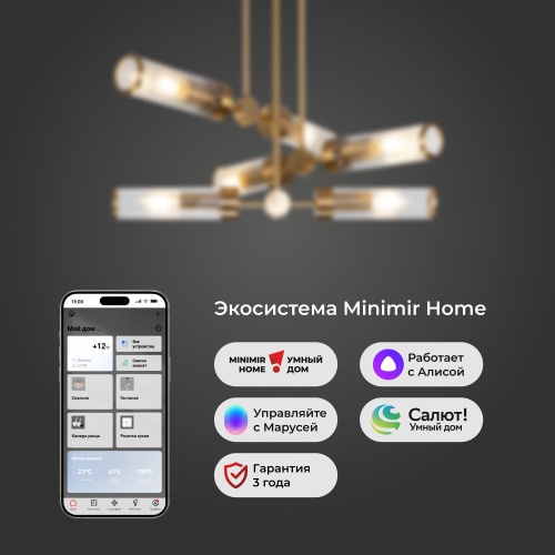  Eurosvet 60166/6 /потолочный светильник/  латунь Smart