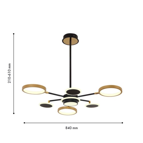 Подвесная люстра F-Promo 4687-7P, подвесная люстра, D840xH610, LEDx90W/45W/45W, 5980/3060/2940LM, 4000/6500/3500K, included, remote control