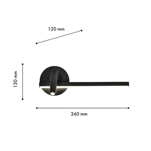 Бра F-Promo 4169-2W, настенный светильник, D120xW360xH130, LEDx7W + 1xLEDx3W, 450LM, 4000K, included, switch