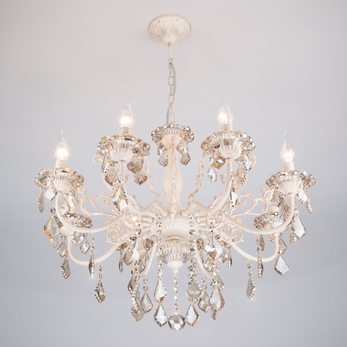 Подвесной светильник Eurosvet 3281/8 белый с золотом/тонированный хрусталь Strotskis