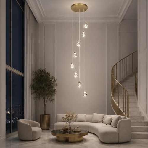 SL6114.203.08 Светильник подвесной ST-Luce Золотистый/Прозрачный LED 8*3W 3000K КАСКАТО