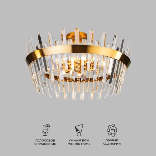 Потолочный светильник Eurosvet 10111/8 золотая бронза прозрачный хрусталь Strotskis Smart