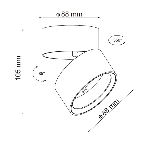 ST651.532.14 Светильник потолочный поворотный Белый LED 1*14W 3000K 1 100Lm Ra>90 120° IP20 D105xH88 Накладные светильники