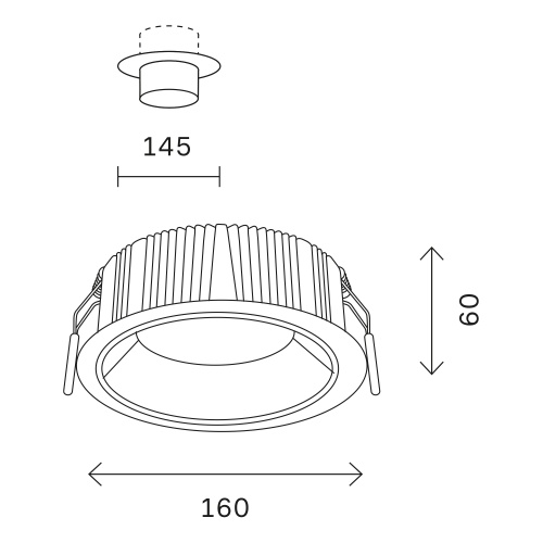 ST755.438.18 Св-к встр. Черный LED 1*18W 3000K 1 620Lm Ra80 120° IP20 D160xH60 100-240V Встраиваемые светильники