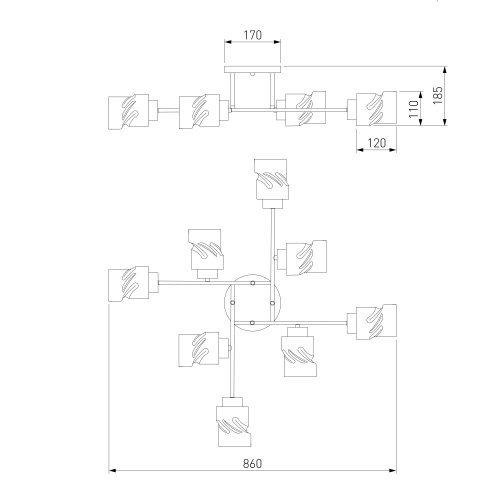 Потолочный светильник Eurosvet 30165/8 черный жемчуг