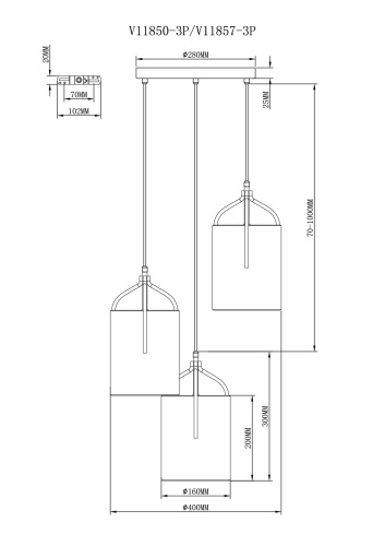 Светильник подвесной Moderli V11850-3P Inari
