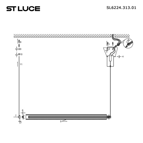 SL6224.313.01 Светильник подвесной ST-Luce Латунь/Прозрачный LED 1*30W 4000K BAMBOO