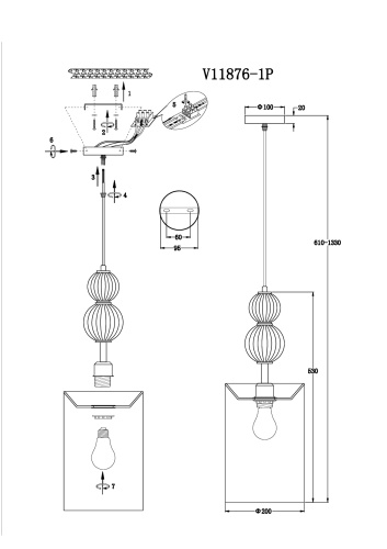 Светильник подвесной Moderli V11876-1P Brumi