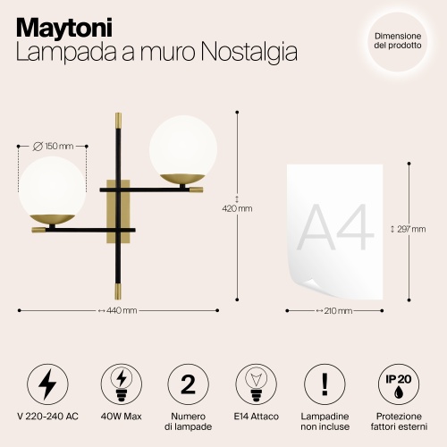 Настенный светильник (бра) Maytoni MOD050WL-02G