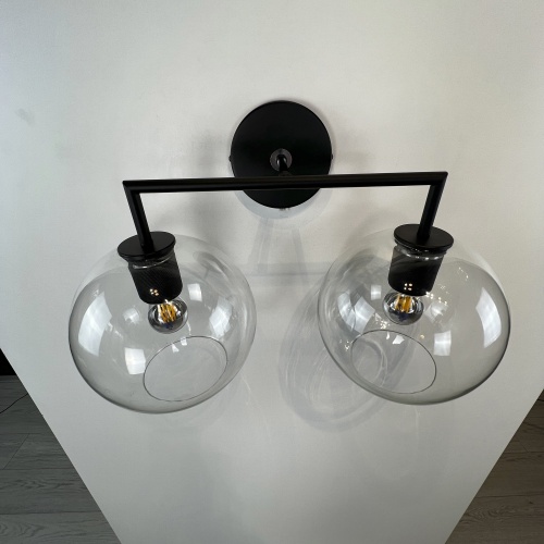 Бра RH Utilitaire Globe Shade Double Sconce Black 123272-22