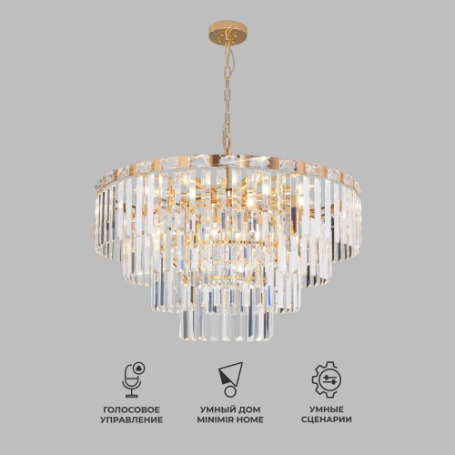 Подвесной светильник Eurosvet 10130/10 золото/прозрачный хрусталь Strotskis Smart
