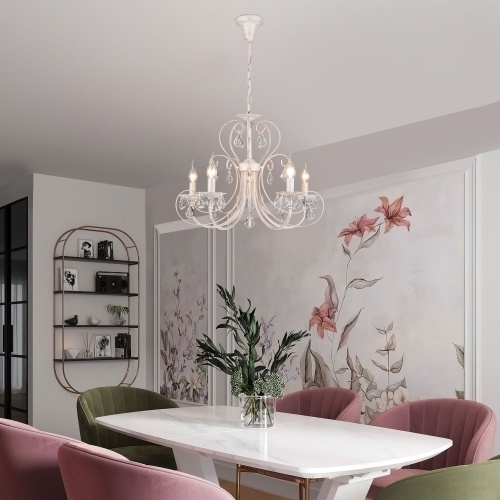 Подвесной светильник Eurosvet 3305/5 белый с золотом/прозрачный хрусталь Strotskis