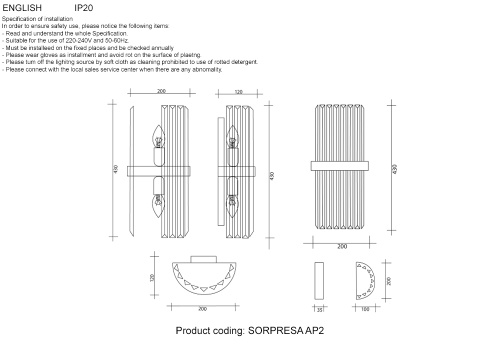 Бра Crystal Lux SORPRESA AP2 BRASS/TRANSPARENTE