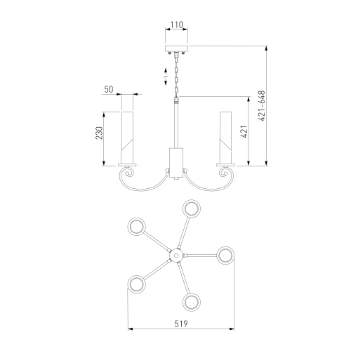 Подвесной светильник Eurosvet 60117/5 никель Smart