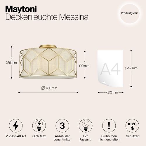 Потолочный светильник Maytoni H223-PL-03-G