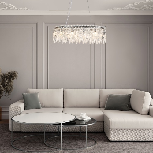  Eurosvet 60159/10/ подвесной светильник/ хром/ прозрачный хрусталь Strotskis Smart