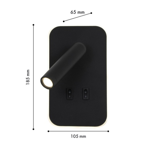 Настенный светильник techno-led Favourite 4497-2W, настенный светильник, D65xW105xH185, LEDx3W + LEDx5W, 480LM, 4000K, included, switch