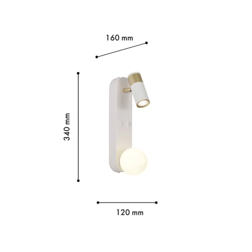 Бра F-Promo 4172-2W, настенный светильник, D160xW120xH340, 1xG9LEDx10W, excluded + LEDx3W, 157LM, 4000K, included, switch