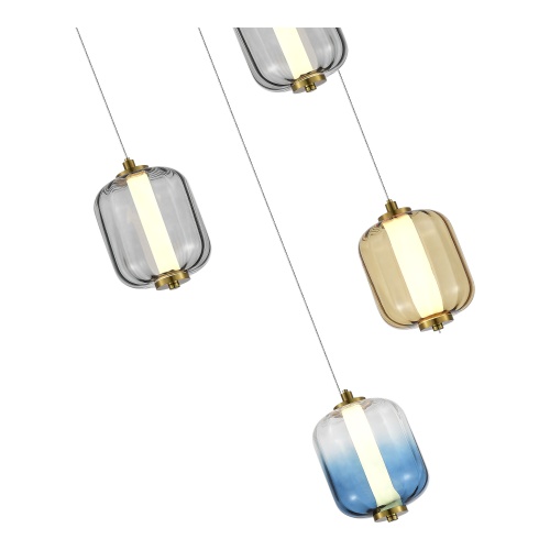 SL1193.303.05 Светильник подвесной ST-Luce Латунь/Янтарный,Дымчатый,Голубой LED 5*10W 3000K SUMMER