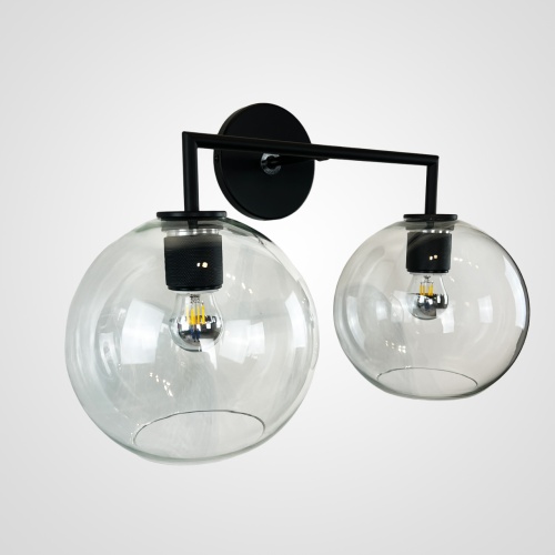 Бра RH Utilitaire Globe Shade Double Sconce Black 123272-22