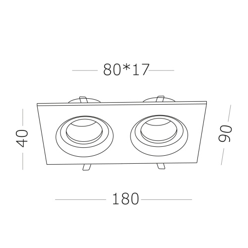 ST255.528.02 Св-к встр. Белый GU10 2*50W  IP65 L180xW90xH40 220V Без ламп Встраиваемые светильники
