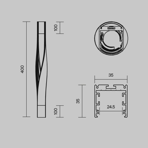 Профиль Led Strip ALM-3535R-B-TR-90°-0.4M