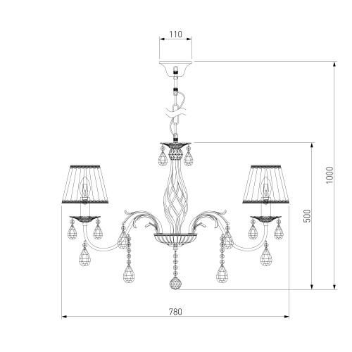 Подвесной светильник Eurosvet 3637/7 белый с золотом/прозрачный хрусталь Strotskis