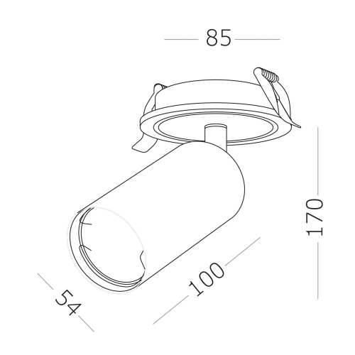 ST303.408.01 Св-к встр. Черный GU10 1*50W  L100xW54xH170 220V Без ламп Встраиваемые светильники