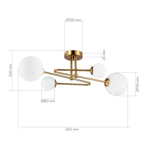 SLE2211-302-04 Светильник потолочный Латунь/Белый G9 LED 4*5W FANTINI