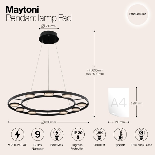 Подвесной светильник Maytoni MOD070PL-L63B3K