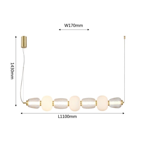 Подвесная люстра Favourite 4057-3P, подвесная люстра, L1100xW170xH230/1430, LEDx47W, 3258LM, 3000K, included