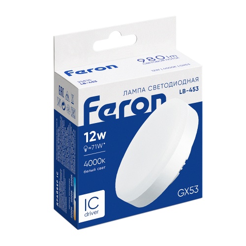 Лампа светодиодная Feron LB-453 GX53 12W 4000K